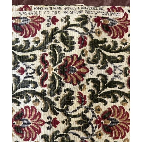 Vintage House 'N Home Fabrics Draperies 2 yds 8” White Green Floral Medium Weigh - Picture 2 of 9